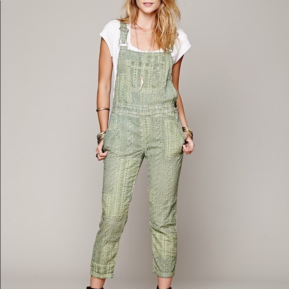 Free People Eyelet Overalls